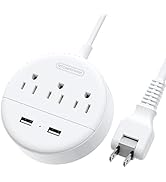 NTONPOWER 2 Prong Power Strip, 1875W/15A, 180° Rotating Plug, Two Prong Power Strip, 2 Prong to 3...