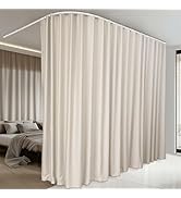 MaKefeile Room Divider Curtains &amp; Flexible Bendable Tracks Set,Privacy Dividers Ceiling Track Cur...