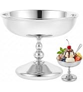 DOITOOL Stainless Steel Ice Cream Bowls, Vintage Silver Footed Dessert Cup for Yogurt Pudding Gel...
