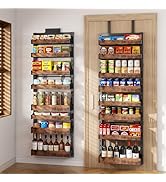 8-Tier Over The Door Pantry Organizer, Heavy-Duty Metal Wall Mount or Hanging Spice Rack, behind ...