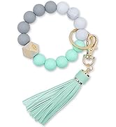 BIHRTC Key Ring Bracelet Car Keychain Holder Wristlet Silicone Women Beaded Bangle Chains