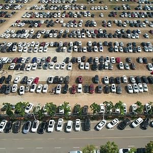 a parking lot full of cars