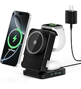 Foldable Wireless Charger, 3 in 1 Mag-Safe Charging Station for Apple Samsung Multi Devices Charg...