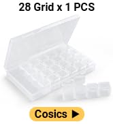 Cosics Rhinestone Storage Organizer Box, 28 Grid Clear Plastic False Nail Art Accessories Tool Ca...