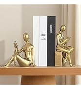 Decorative Bookends, Ceramic Book Ends for Shelves, Home Office Decor Aesthetic Book Stopper Read...