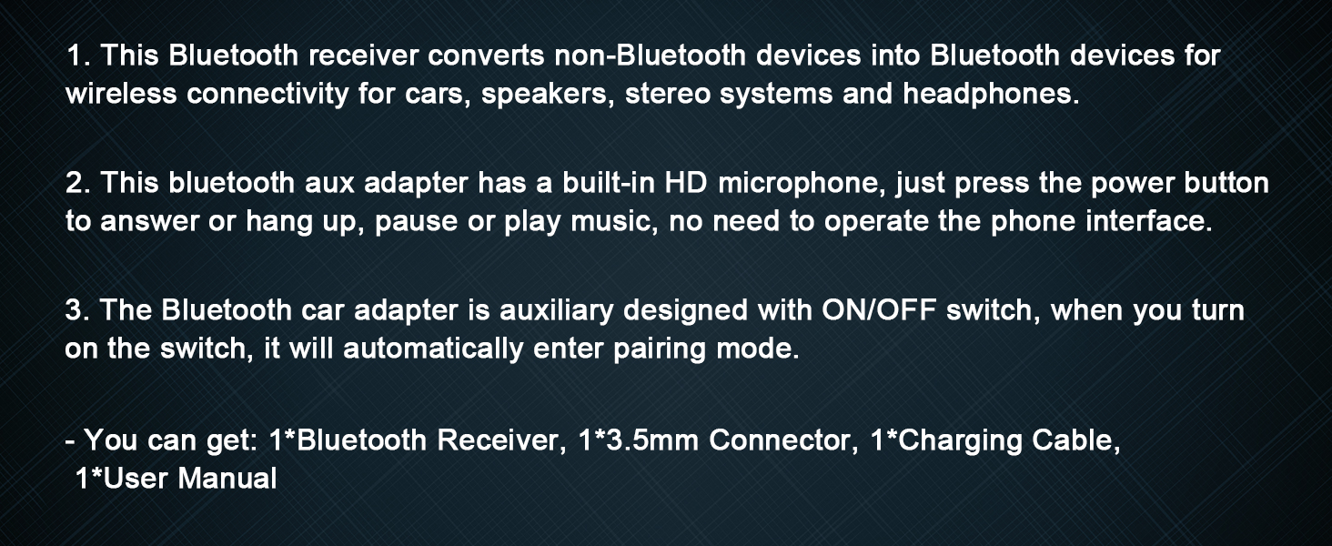 Text describes Bluetooth master connection device specifications and compatibility details on white background with technical instructions.