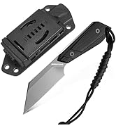Mossy Oak 7.5 Inch EDC Fixed Blade Knife with Kydex Sheath, 14C28N Full Tang Camping Knife with E...
