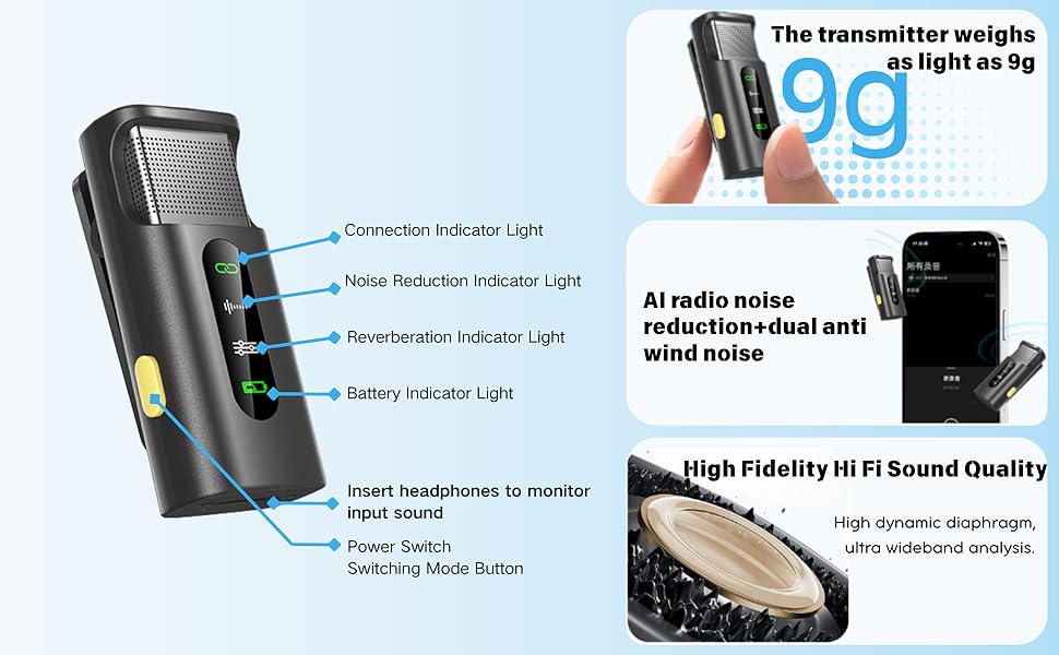 wireless mic for pc/phone/usb,mini mic, clip mic, podcast bundle,magnetic mic