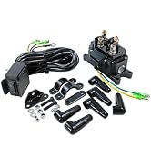 12V 250A Winch Solenoid Relay Contactor with Terminal Caps &amp; Winch Rocker Thumb Switch with Mount...