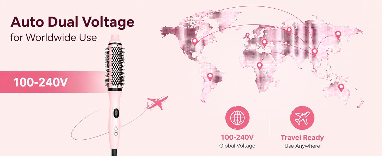 Dual Vlotage Travel Thermal Round Brush