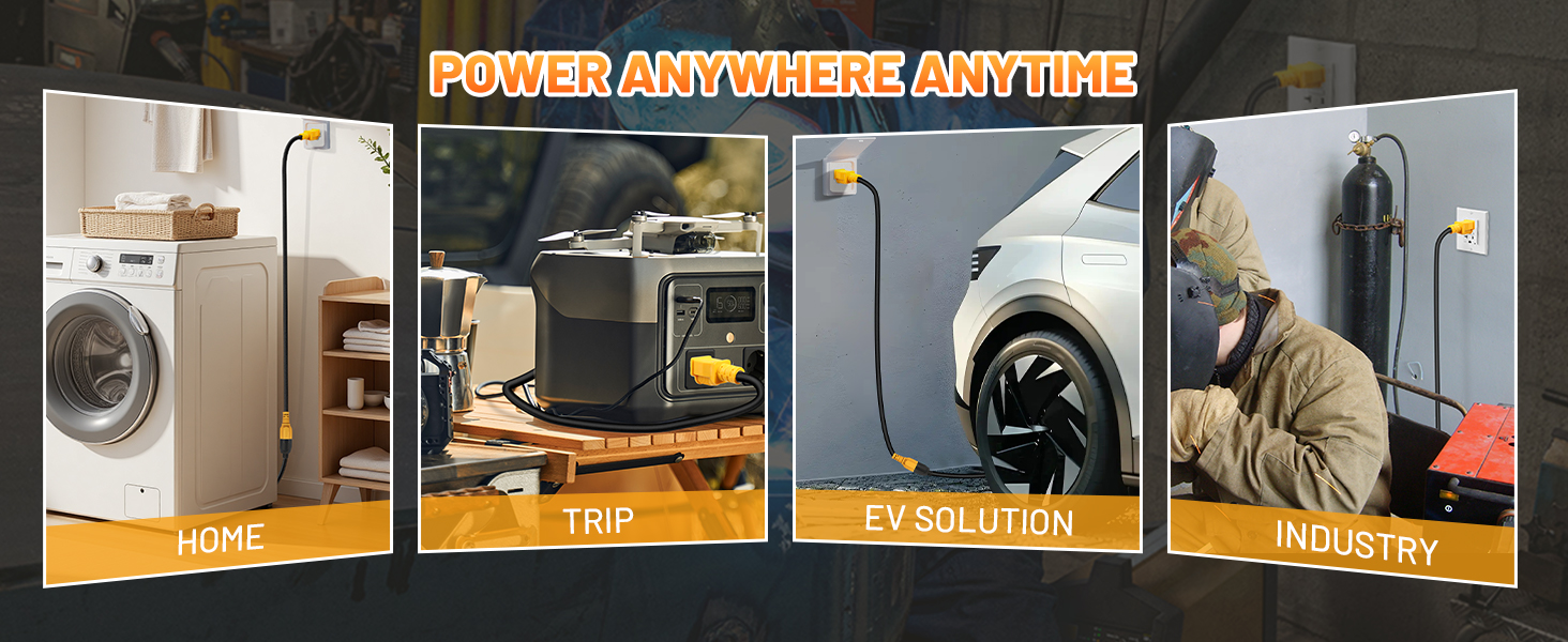 NEMA 5-15P to 5-15R/ 5-20R/ 6-15R/ 6-20R, 4 in 1 AC Adapter