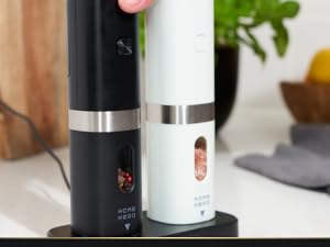 Salt and pepper grinder with usb rechargeable stand