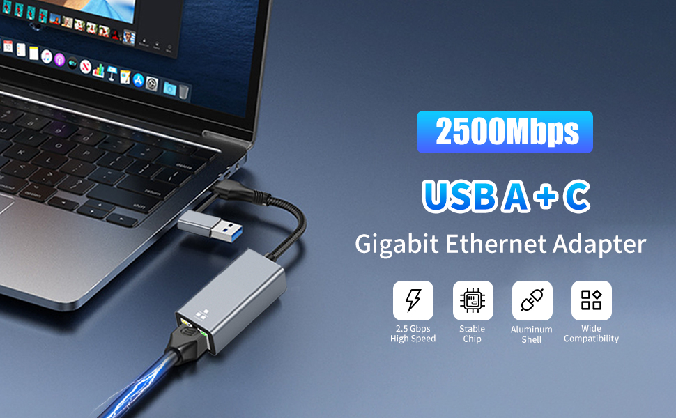 2-in-1 USB C to Ethernet Adapter