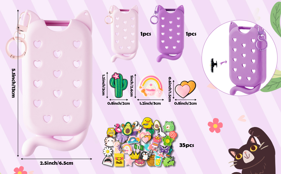 JelaDynore 2Pcs Cat Silicone Case for Touchland Hand Sanitizer Spray