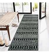 Lahome Moroccan Black Washable Runner 2x5 Non-Slip Lightweight Laundry Room Rug Throw Soft Long B...