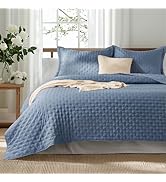 Bedsure Quilts Queen Size - Mineral Blue Bedspread Queen Size &amp; Lightweight Comforter, Modern Coa...
