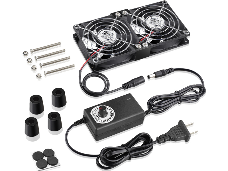 Small 80mm x 25mm 12V DC Brushless Cooling Fan with AC 100V-240V Variable Speed Controller
