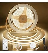 AXMOTUT Motion Sensor COB LED Strip Lights with Remote, 24V 9.84ft Natural White Dimmable LED Lig...