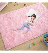 Ultra Soft Pink Rugs for Bedroom 4x6 Feet, Fluffy Shag Area Rugs for Living Room, Large Comfy Fur...
