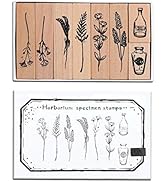 UCEC 8 Pieces Vintage Wooden Rubber Stamps for Crafting, Plant and Flower Decorative Wooden Stamp...