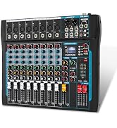 SIKUING 8 Channel Audio Mixer Sound Board Mixer 16 DSP Effect Audio Interfacer w/USB Drive for Co...