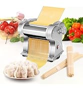 135W Electric Pasta Maker, Stainless Steel, Dual Cutters (1.5mm/4mm), 8-Gear Adjustable Thickness...