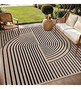 Tangsoo Rainbow Easy Jute Rug 5x7 Large Washable Area Rug for Living Room,Black Non-Slip Thin Out...