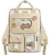 Backpack for Girls,Kawaii Backpack,Pin Display Backpack with Cute Pins,Kids School Bag,Heart Ita ...