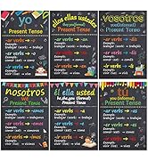 gisgfim 6 Pieces Spanish Verb Conjugation Posters Spanish Grammar Posters Spanish Charts for Elem...