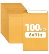 SUNEE 6x9 Manilla Envelopes, 28lb Brown Kraft, Ultra Strong Quick-Seal Security Catalog Mailing E...