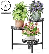 NQW 3 Tier Metal Plant Stand Indoor Outdoor, Corner Tall Plant Shelf for Multiple Plants, Foldabl...