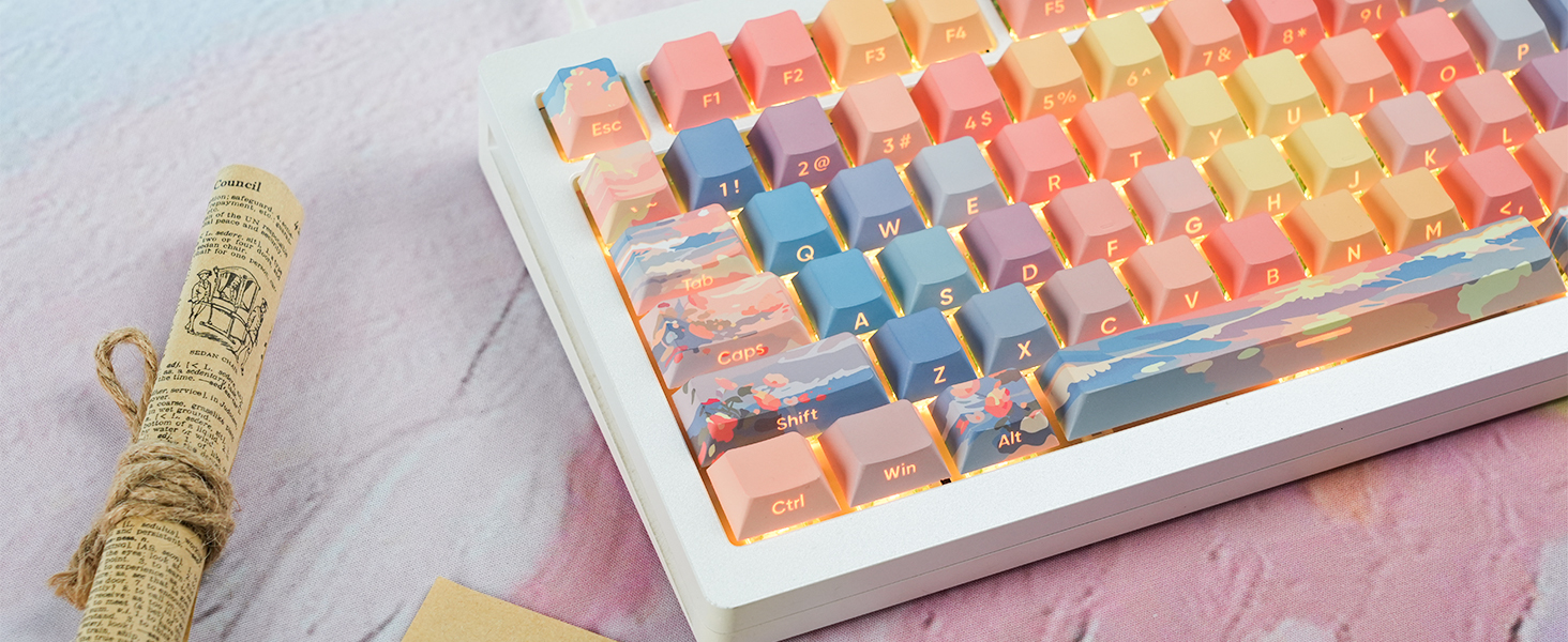 womier sunset keycap,PBT keycaps 60 75 percent