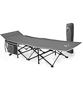 LET'S CAMP Outdoor Folding Camping Cots for Adults 600 lbs, Portable Heavy Duty Sleeping Cot Dura...