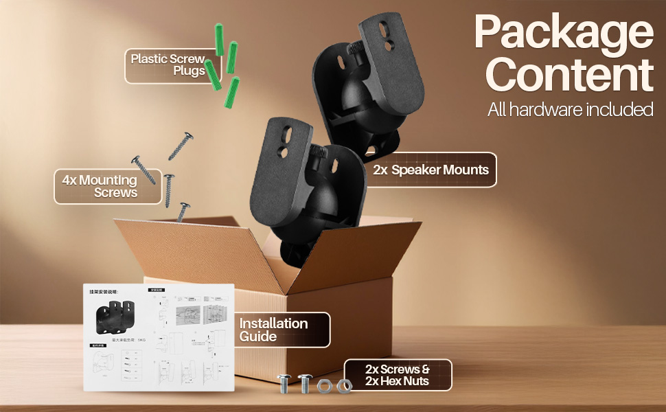 A wall mount speaker bracket kit and small speaker wall mount installs.