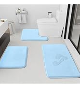 HUXMEYSON Bathroom Rugs Sets 3 Piece, Non-Slip &amp; Quick Dry Bath Mat Set, Ultra Soft Velvet Bath R...