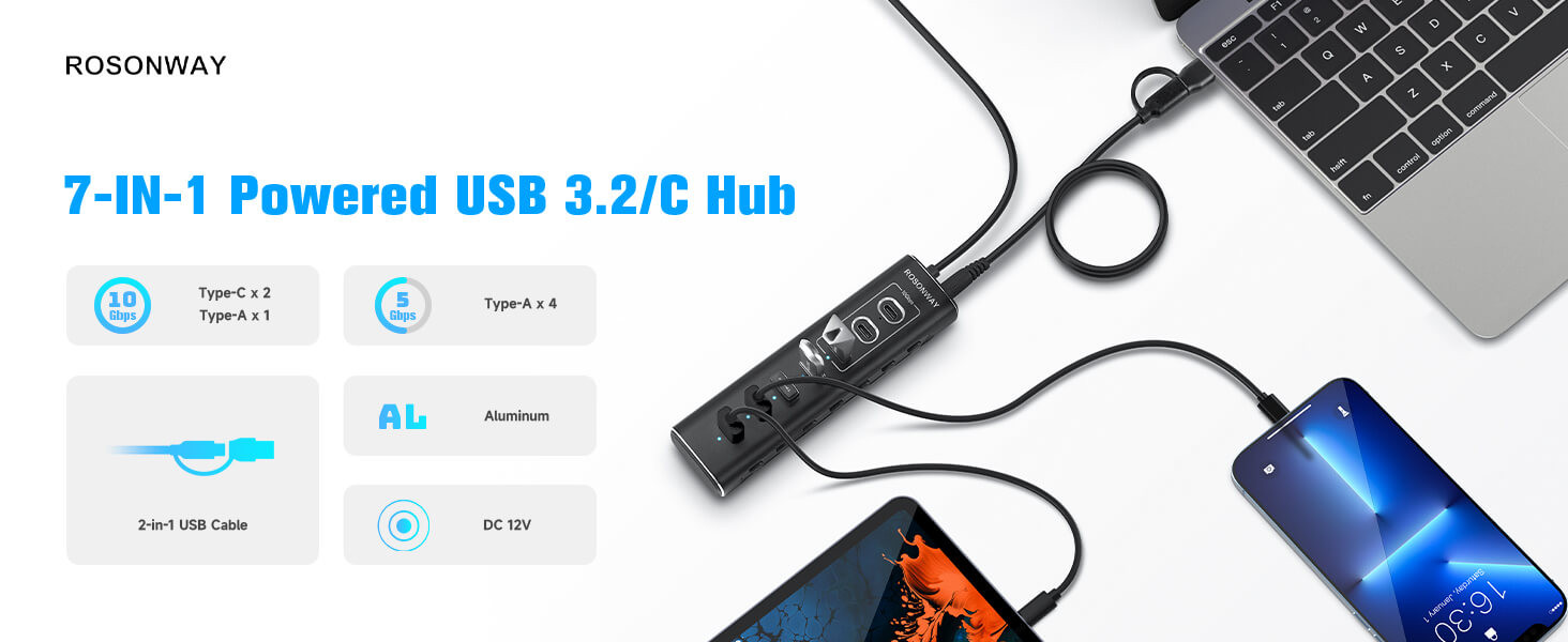 POWERED usb 3.2 usb c hub
