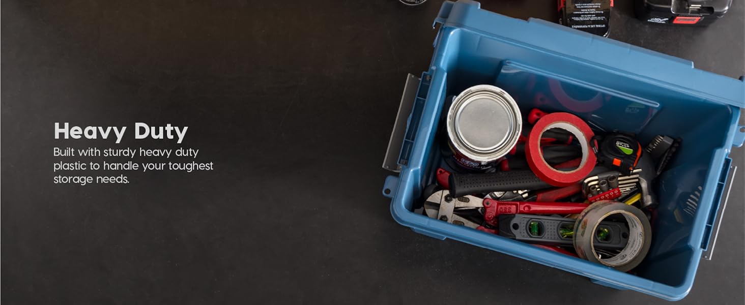 Lockable Storage Bins with Lids Heavy Duty, Stackable Containers, Garage Organizing Bins Moving Tubs