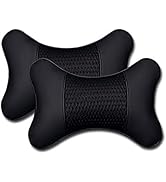 VVHOOY 2 Pack Car Headrest Pillow PU Leather Car Neck Pillow for Driving Seat Breathable Automoti...