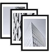 ELSKER&amp;HOME 18x24 Poster Frame Black 3 Pack, Display Pictures 16x20 with Mat or 18x24 Photos with...