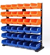 HORUSDY Storage Bins Parts Rack 36Pcs Bin Organizer Garage Plastic Shop Tool, Tools for Men