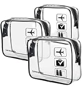 Lermende 3pcs TSA Approved Toiletry Bag with Zipper Travel Luggage Pouch Carry On Clear Airport A...