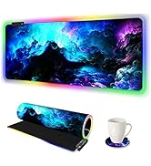 ARTSO RGB Gaming Mouse Pad Large, Extended LED Mouse Mat XXL 35.4x15.7 inch, 14 Lighting Modes, 2...
