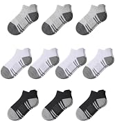 Somaibo 10 Pairs Boys Girls Ankle Socks Kids Athletic No Show Socks Low Cut Half Cushioned Sock