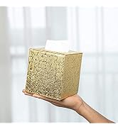 Tissue Box Cover,Tissue Box Cover Square,Gold Tissue Box Cover,Tissue Box Holder for Bathroom Acc...