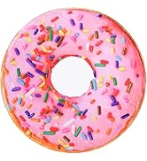 Vessia 60 inch Pink Donuts Printed Throw Blanket(Round, 60x60inch), Realistic Funny Food Blanket ...