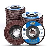 MIDO PROFESSIONAL ABRASIVE Flap Disc 4 1/2 inch 20 Pack for Angle Grinder Sanding Disc Assorted G...