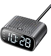 Alarm Clock with 2 USB-C, 2 USB-A Chargers Power Strip 2 Outlets - Screen LED Dimmable Digital Cl...