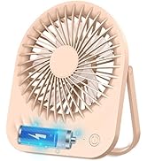 ZEOEZHBI Small Desk Fan Quiet Rechargeable, 180° Tilt Folding Personal Small Travel Fan, Battery ...