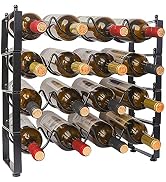 TONLEA 4 Tier Wine Bottle Holder, 16 Bottles Wine Storage, Wine Bottle Rack Stackable, Wine Stora...