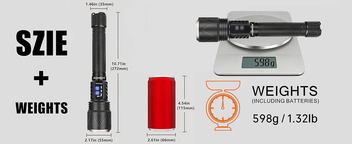 Large Size Tactical Flashlight Conforming to Ergonomic Design, Ensuring Durability for Outdoor Use.